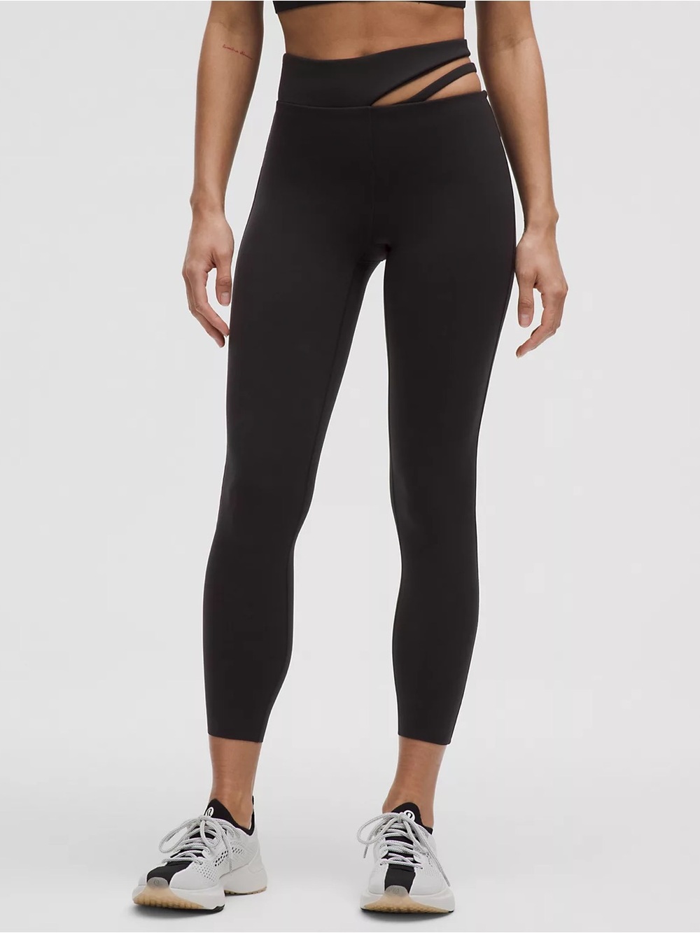 Lululemon Black Cut-Out Waist High-Rise Train Tight 25"
